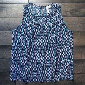 Francesca’s Blue Flowy Tank Top w/keyhole detail